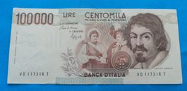 Italien: 100.000 Lire Caravaggio 1. Typ 1990, VZ.