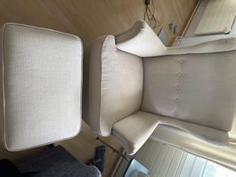 Wingback armchair and ottoman beige good condition