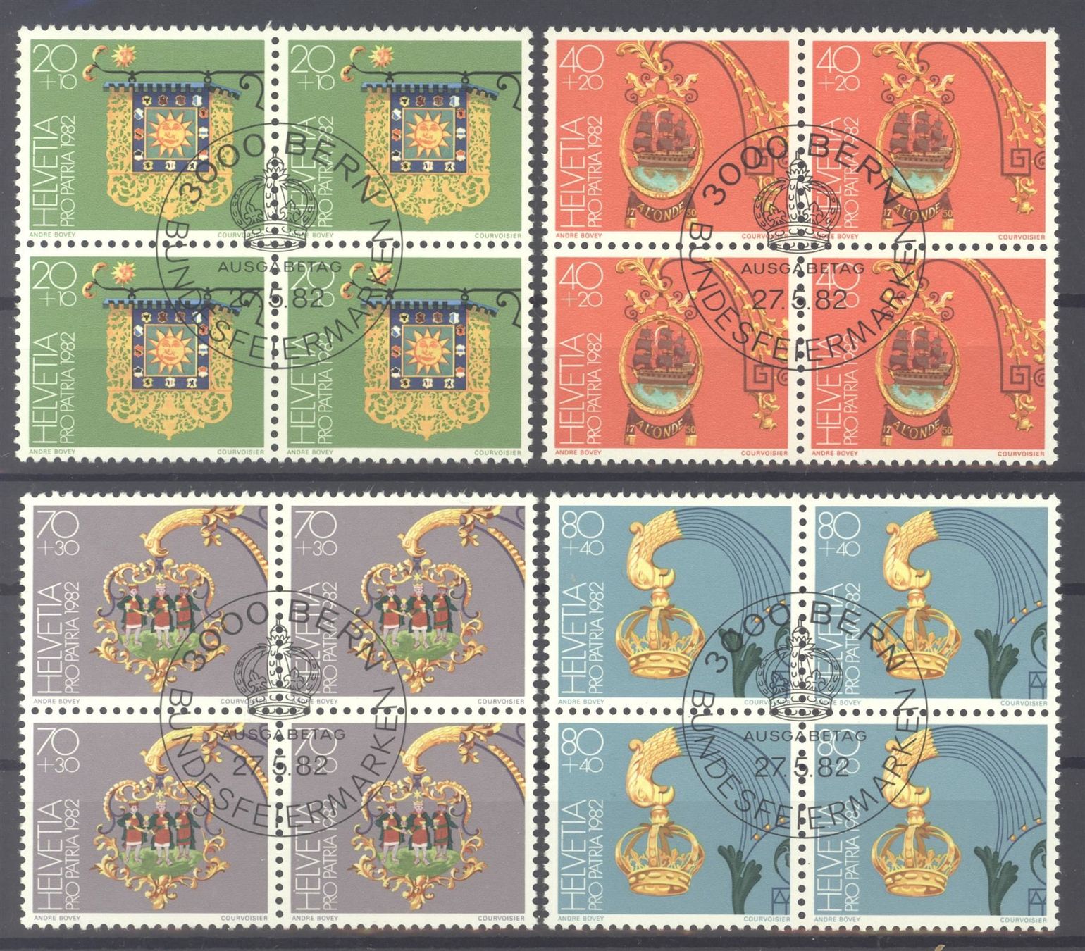 Tutti i francobolli: 1982, Pro Patria, Viererblock, ET, gummiert – Usato da Willisau venduto da Vollstempel
