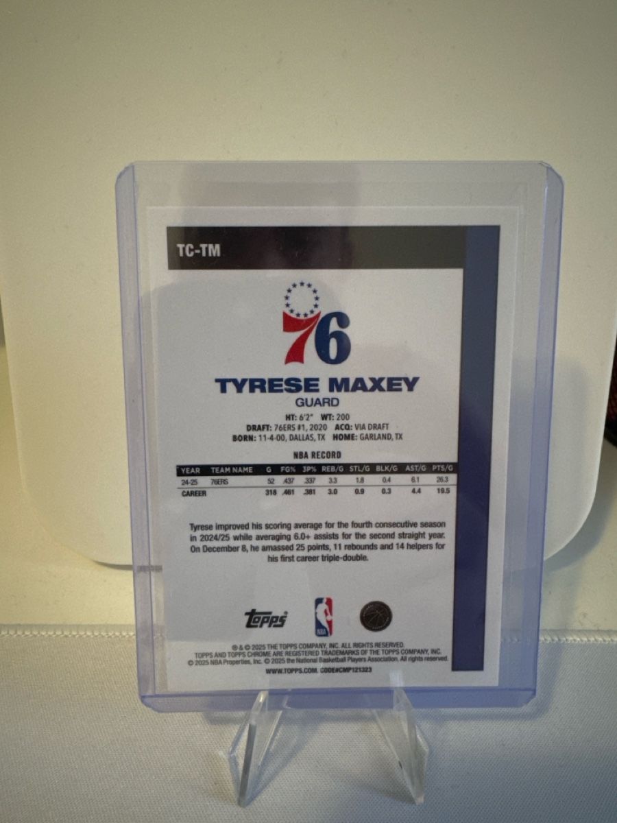 Topps Carte collezionabili: Tyrese Maxey Topps Chrome 006/199 – Usato da Dulliken venduto da alpi.cards 1