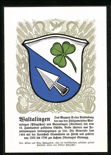 Cartoline postali: AK Waltalingen, Wappen der Ortschaft – Usato da Berlin venduto da bartko-reher