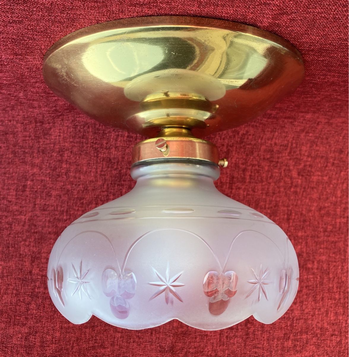 Lampadari & plafoniere: Alter Messing Deckenlampe Handgeschliffenes satiniertesglas – Usato da Zürich venduto da otomado 4