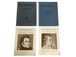 4x Klaviernoten von Beethoven, Schumann, Schubert, Bach