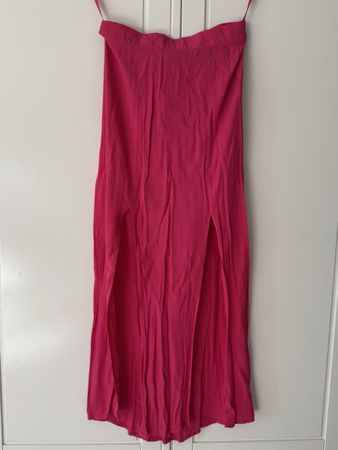 Pink magenta fuchsia skirt NEW LOOK slits viscose