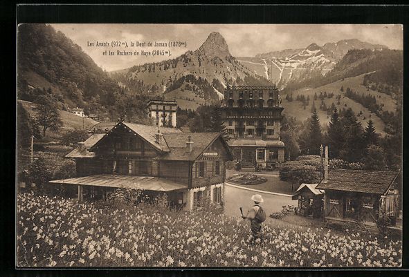 Cartoline postali: Les Avants, Panorama, la Dent de Jaman e – Usato da Berlin venduto da bartko-reher