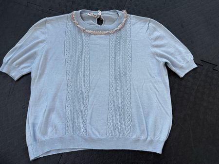 MIU MIU Feinstrick Oberteil Top Hellblau IT42/S-M NP 790