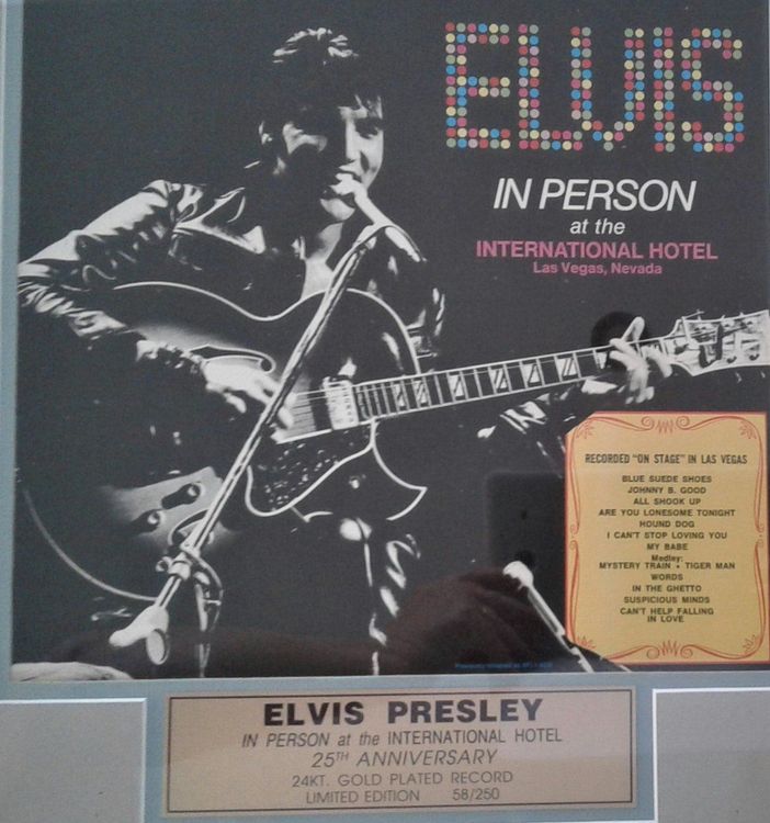 Elvis Presley 24KT GOLD PLATED RECORD 58/250 Limited Edition (Neu ...