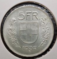 5Fr. 1939 Silber unz.-stgl. 830/1000