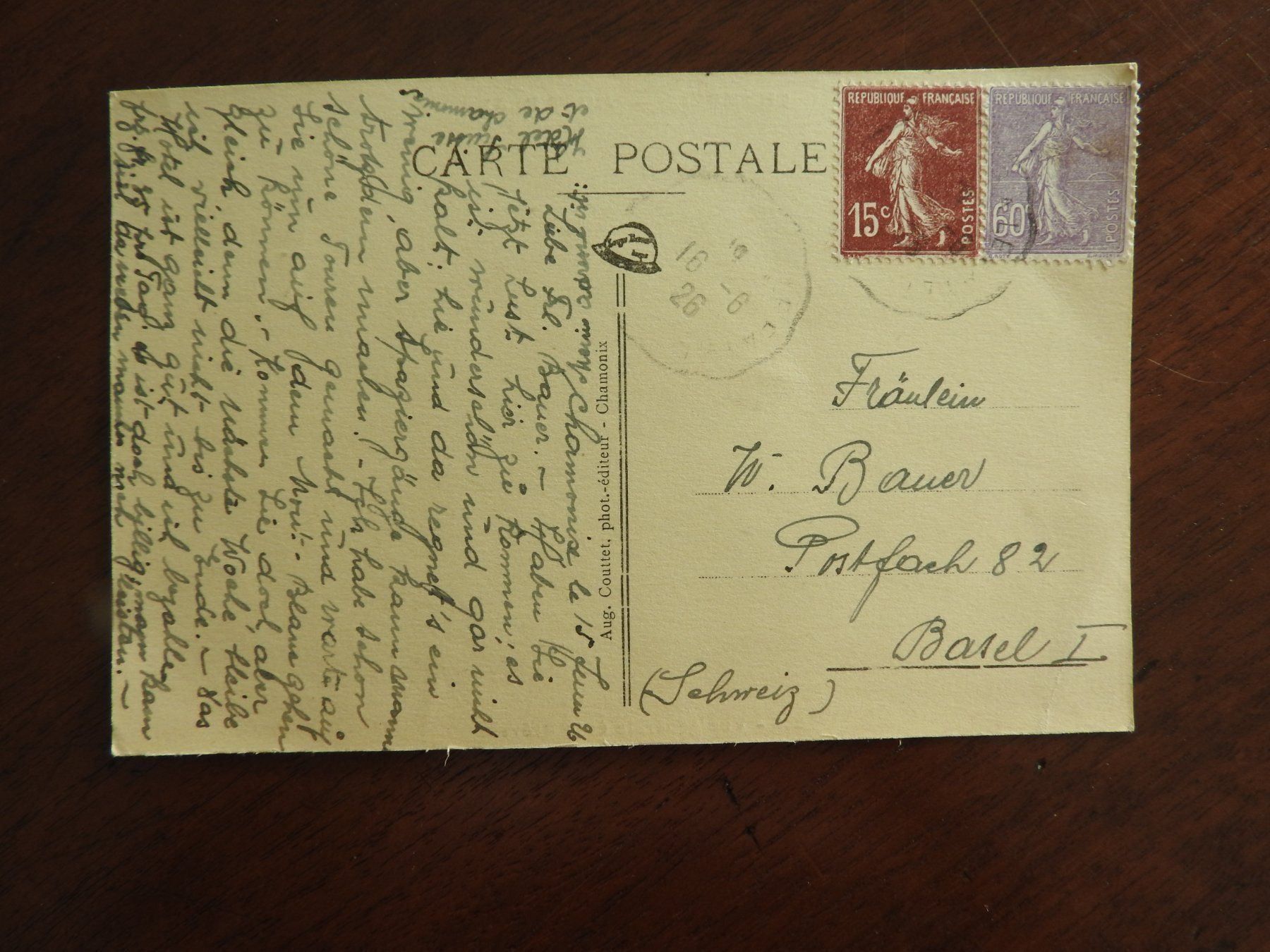 Cartoline postali: Chamonix - Mont Blanc 1926 – Usato da Stetten AG venduto da Brissago25 1