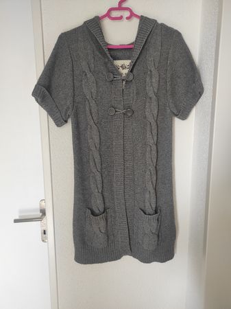 Strickjacke mit Kapuze, grau, gr M 
