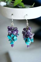 Handgemachte Trauben Ohrringe mit Amethyst und Türkis