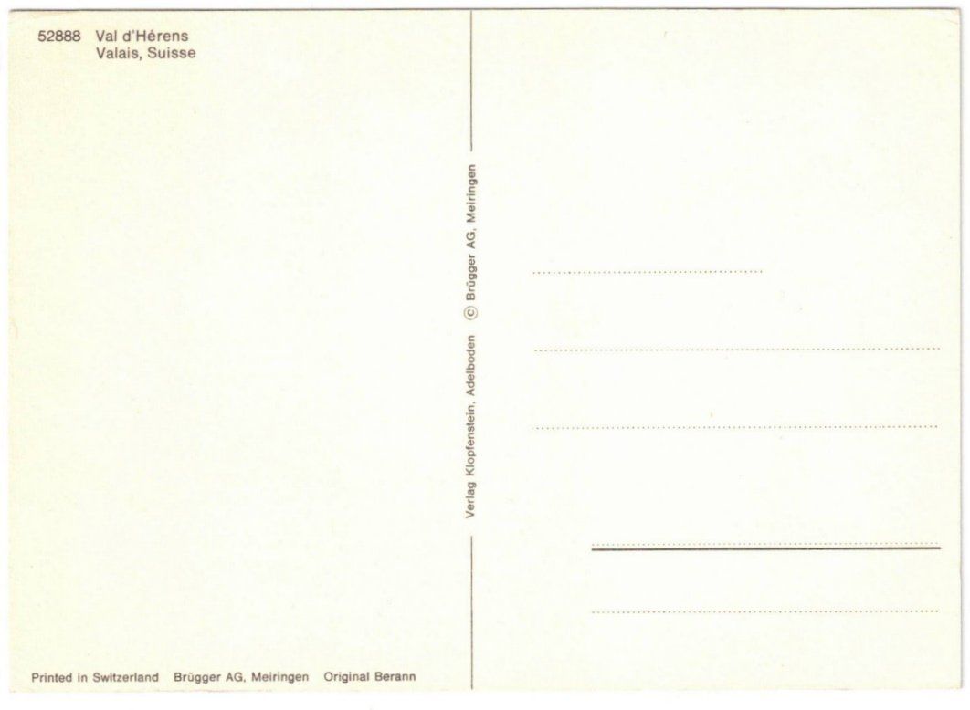Cartoline postali: Val d'Hérens - Pistenplan – Usato da Binningen venduto da Mountainrider 1
