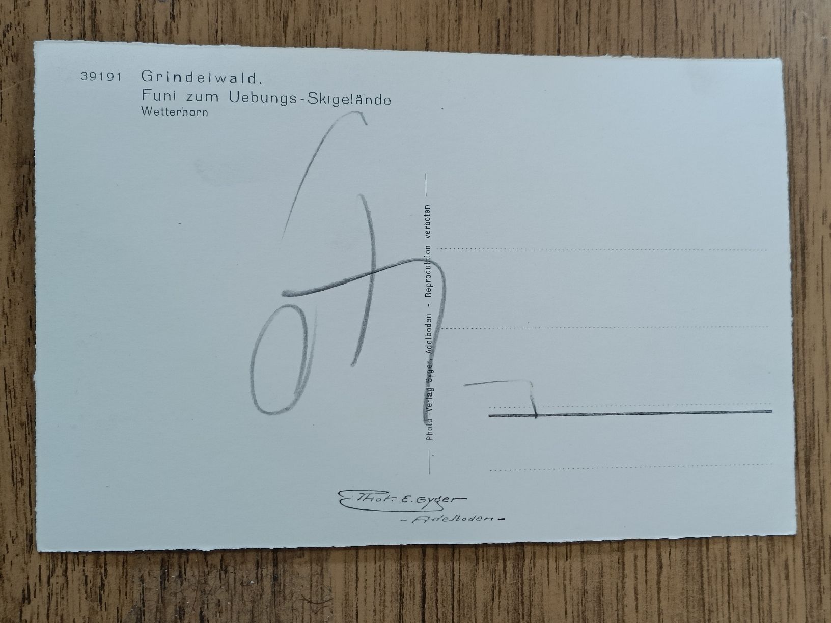 Ansichtskarten: Photo Karte / Grindelwald - Funi zum Uebungs Ski Gelände  – Gebraucht aus Brugg AG von Ente015 1