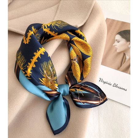 New 53cm 100% Silk Lucky Bamboo Blue and Mustard Yellow