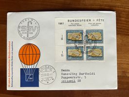 Ballonbrief 1961Blindenverband 50 Jahre (V931)