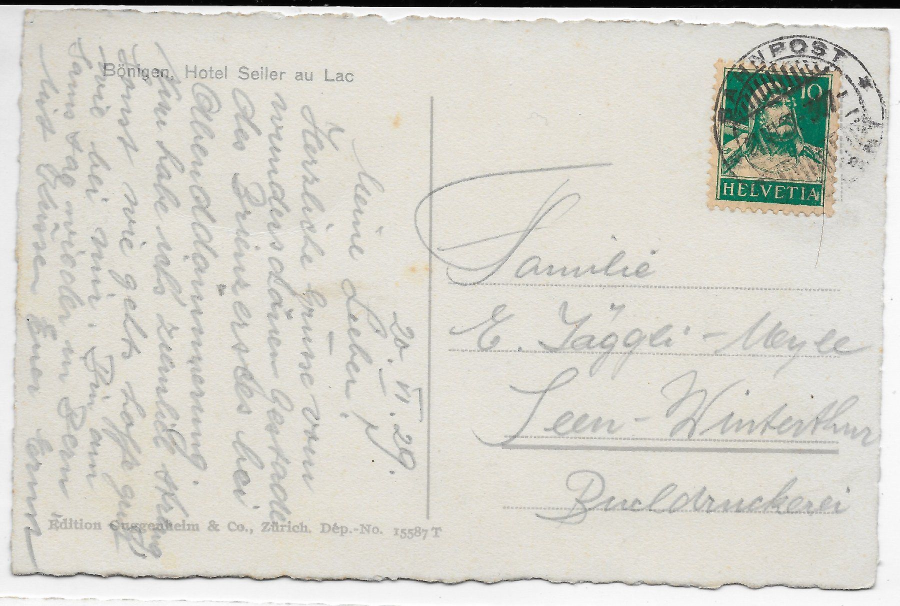 Cartoline postali: Heimwehfluh, Blick auf Interlaken – Usato da Hefenhofen venduto da Richsalz 1
