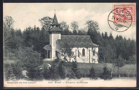 Cartoline postali: AK Gimel, Chapelle Catholique, 1907 – Usato da Berlin venduto da bartko-reher
