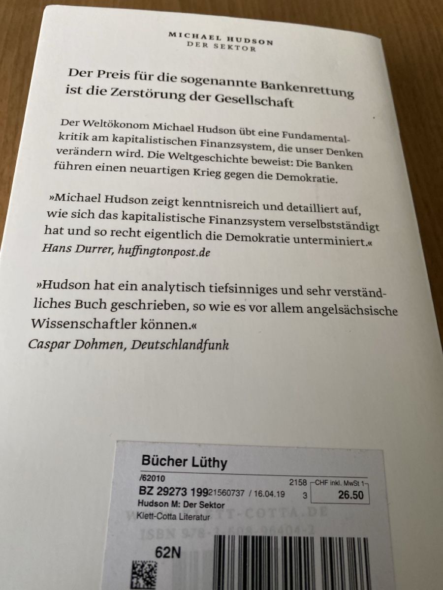 Libri: Der Sektor / Michael Hudson – Nuovo (secondo la descrizione) da Biberist venduto da Zugazu 1