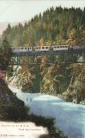 Montbovon (FR) MOB Bahn Pont des Lanciaux Zug auf Brücke