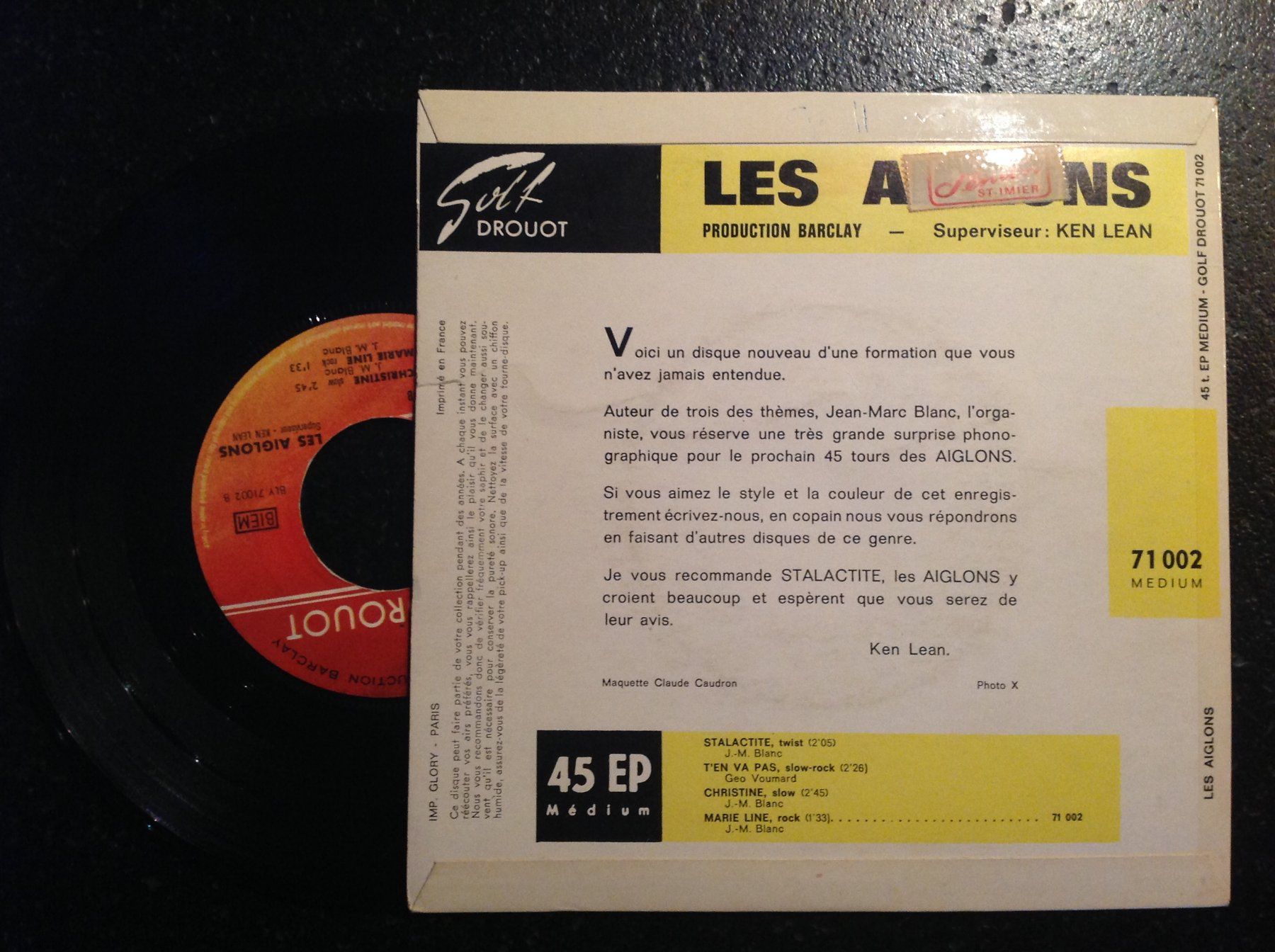 Schallplatten: 45 t disque Les Aiglons - 71002 - Stalactite – Gebraucht aus Vuiteboeuf von broticaire 1