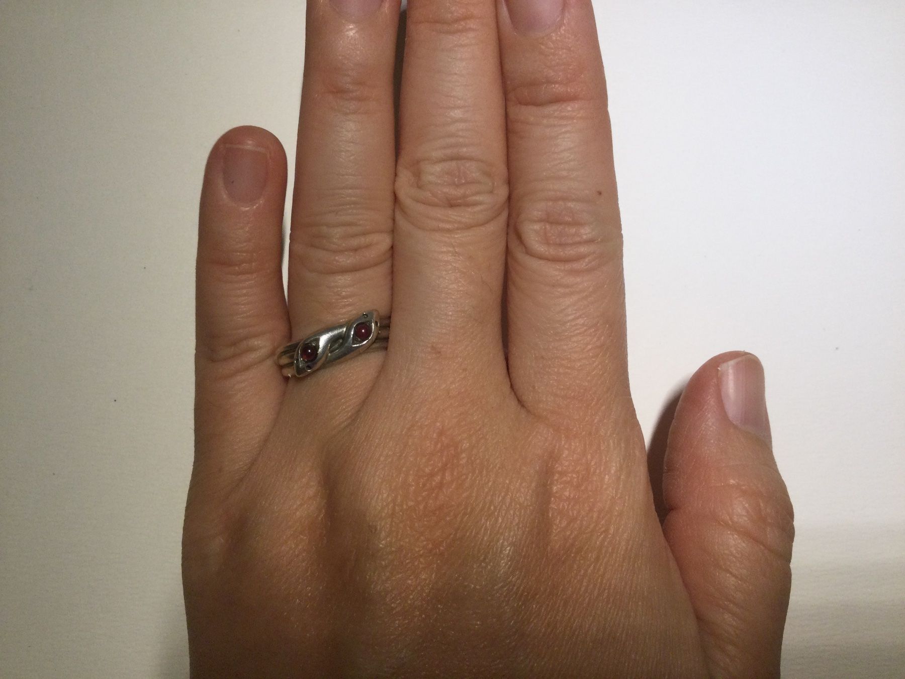 Anelli: Schöner Silber Schlang Ring mit zwei rote Steinen – Usato da Niederhasli venduto da YHHC 4