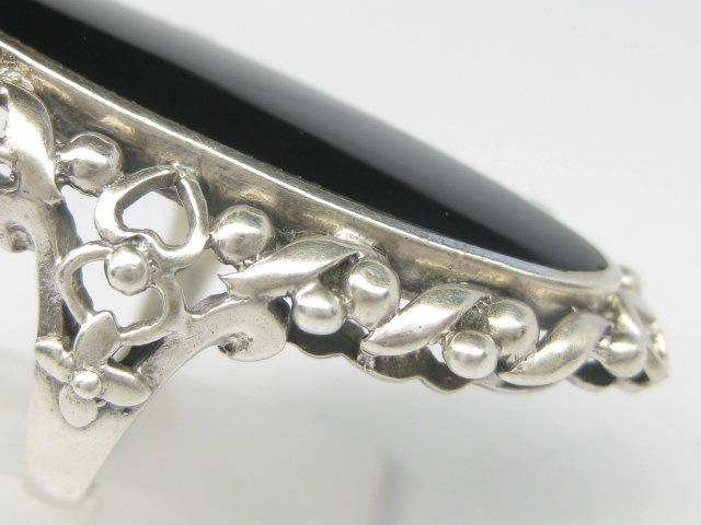 Anelli: Antik Ring Silber 925 Onyx Schiffchen florale Muster Gr. 58 – Usato da Ermatingen venduto da prior_time 4
