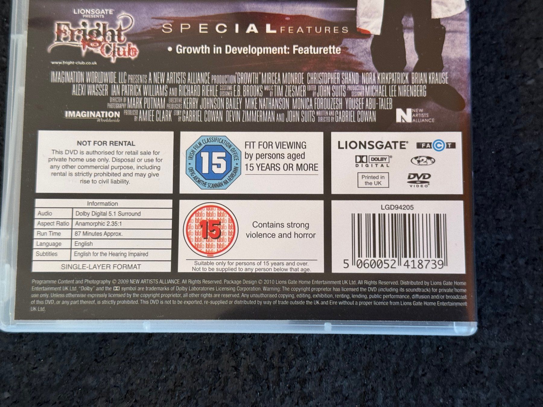 Tous les DVDs: GROWTH DVD EN "terror is skin deep" – D'occasion à Fribourg par tschjoly 3