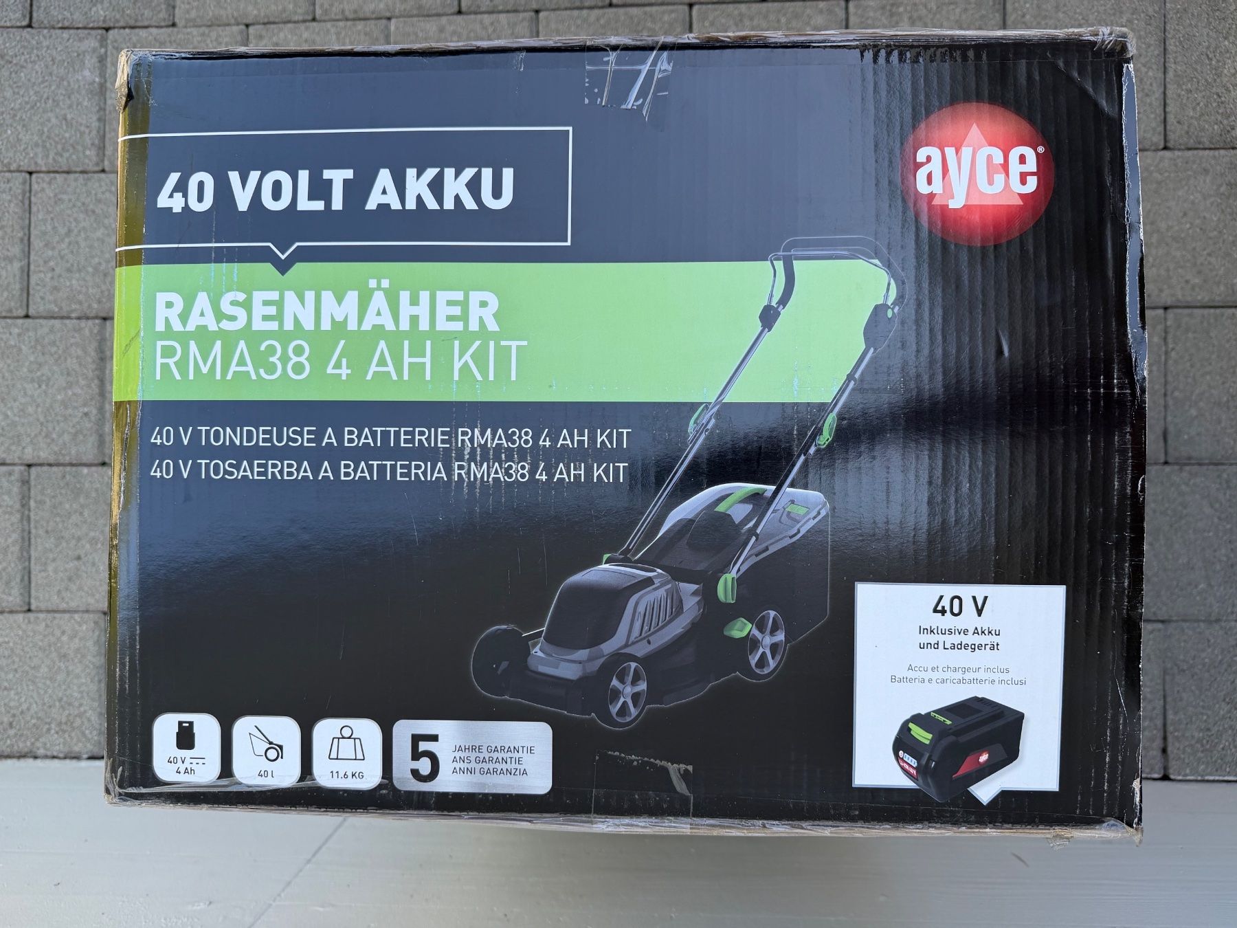 Rasenmäher: Ayce Tondeuse à gazon à batterie RMA38 – Neu und originalverpackt aus St-Gingolph von GoldenKeys 3