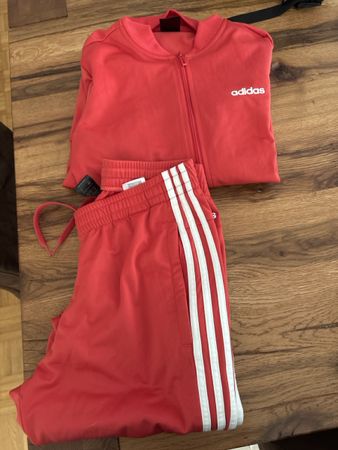 Tuta sportiva Adidas rossa con strisce bianche usata