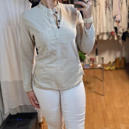 Boho Baumwollbluse Nepal M Natur Look