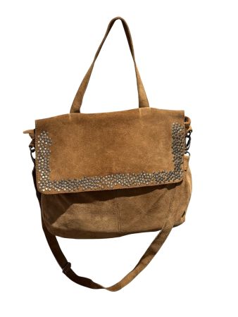 COWBOY BAG ECHT WILDLEDER TASCHE BEIGE MIT NIETEN