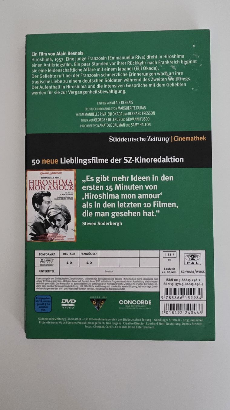 Tous les DVDs: Alain Resnais Hiroshima Mon Amour DVD – D'occasion à Zürich par TimZurich1 2