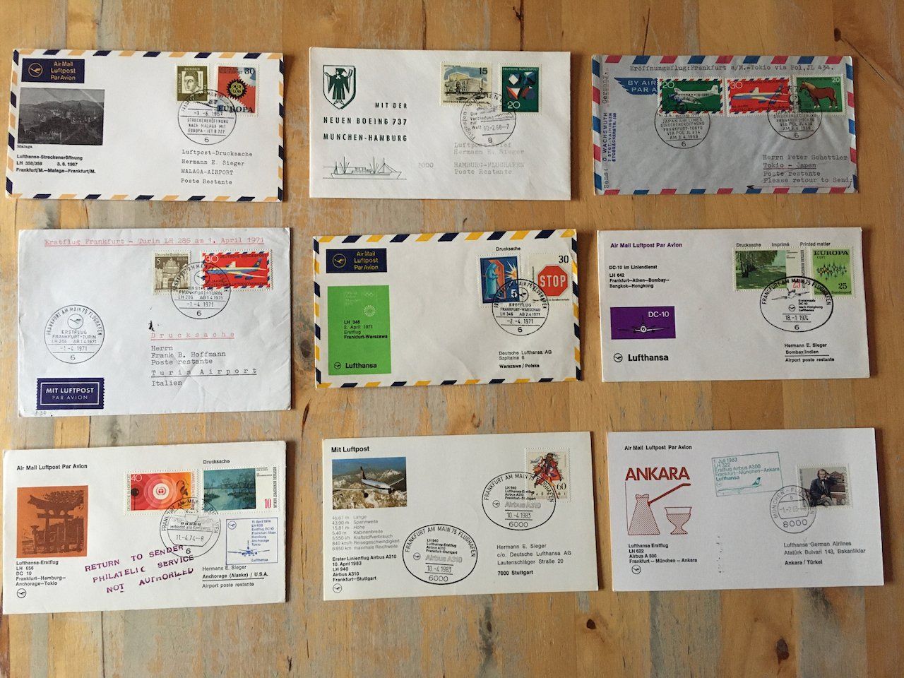 Tutti i francobolli: 9 Flugbriefe BRD 1967-83 – Usato da Nesslau venduto da andi_hon