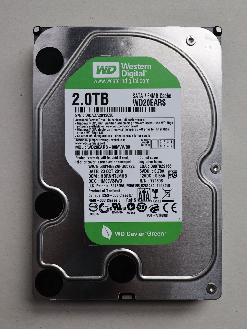 Western Digital Dischi rigidi: HDD WD green 2TB WD20EARS – Usato da Genève venduto da mng1671