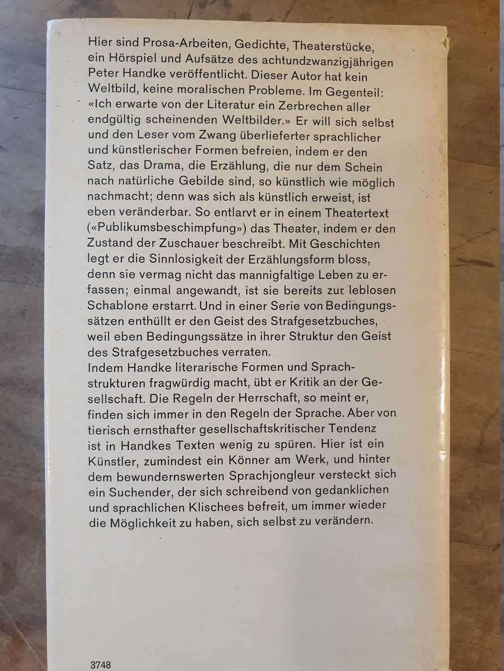 Libri: Publikumsbeschimpfung Peter Handke Ex Libris – Usato da Zürich venduto da loosebone 4