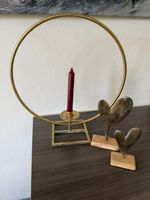 Bougeoir rond métal doré avec 2 cœurs décoratifs