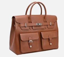 Elegante Lederhandtasche Cognac aus Saffiano-Leder