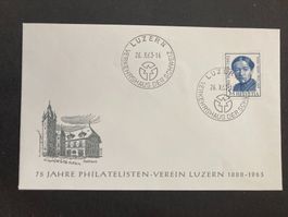 Schweiz 1963 Sonderstempel 75 J. Philatelisten-Verein Luzern