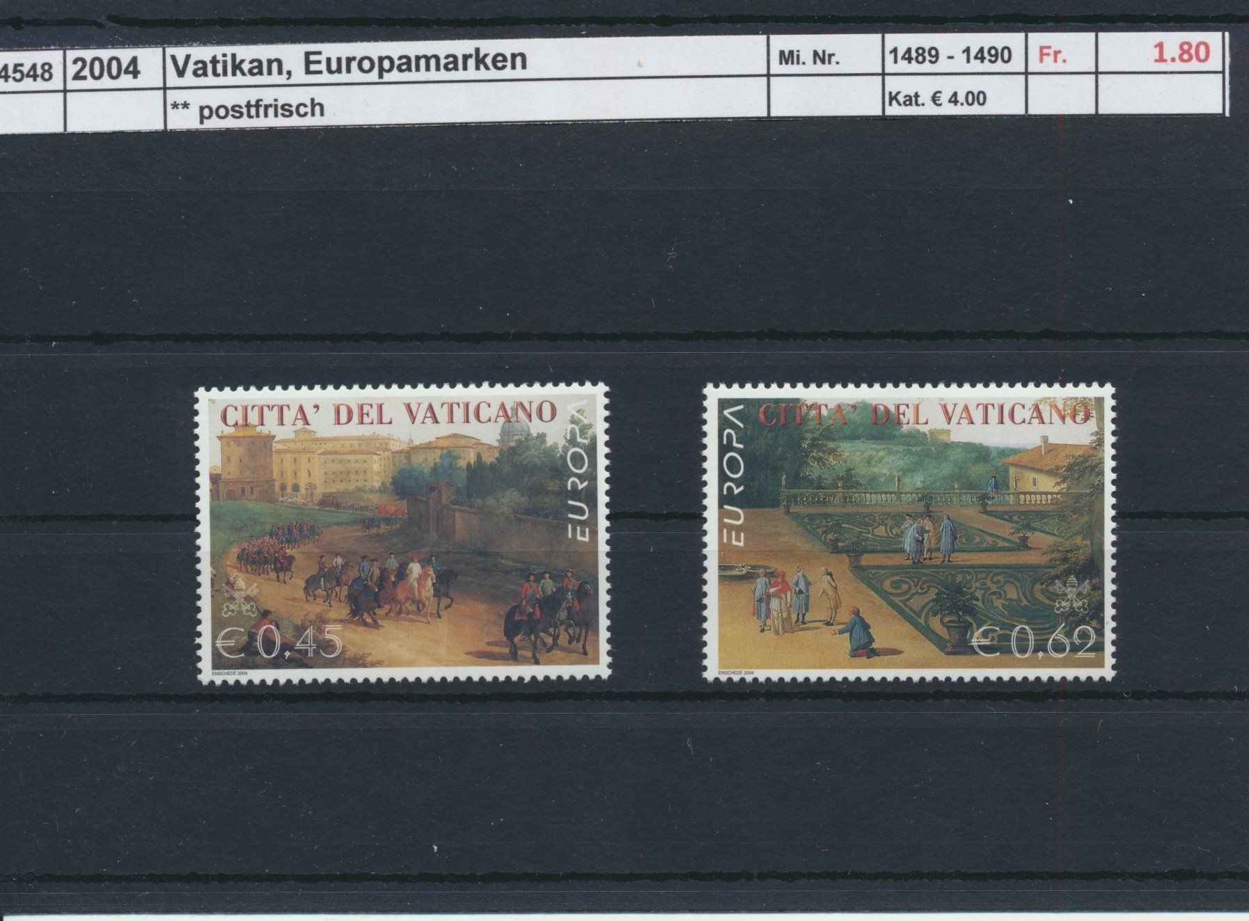 Tutti i francobolli: 2004 Vatikan, "Europamarken", ** postfrisch – Nuovo (secondo la descrizione) da Winterthur venduto da Zupogeru