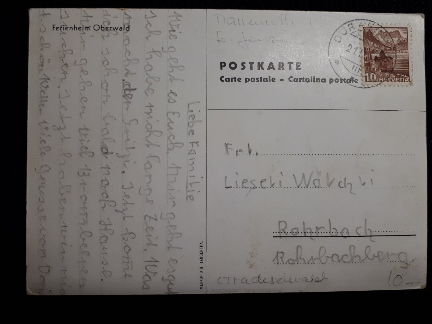 Ansichtskarten: LANGENTHALER OBERWALD – Gebraucht aus Ponto Valentino von giorgia06 1
