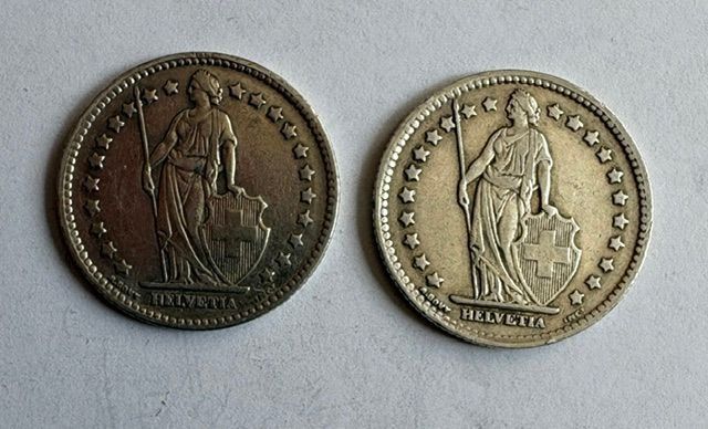 Tutti le monete: 2 x 1 Franken Münze – Usato da Zürich venduto da T62om 1