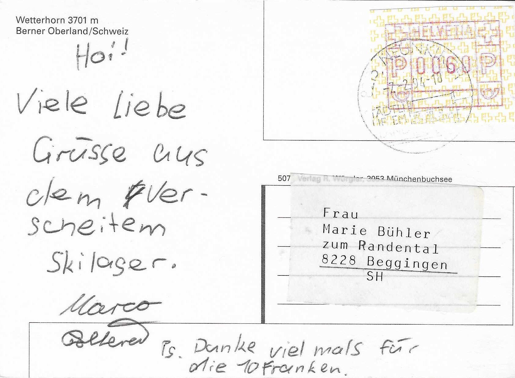 Cartoline postali: Wetterhorn Berner Oberland BE – Usato da Rothrist venduto da Stranglehold 1