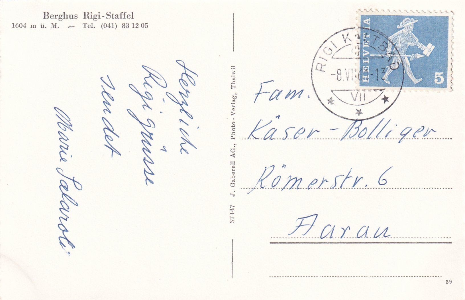 Cartoline postali: Rigi - Berghaus Rigi-Staffel /bo – Usato da Hombrechtikon venduto da Rudolf07 1
