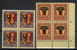 1918, Pro Juventute, Viererblöcke **