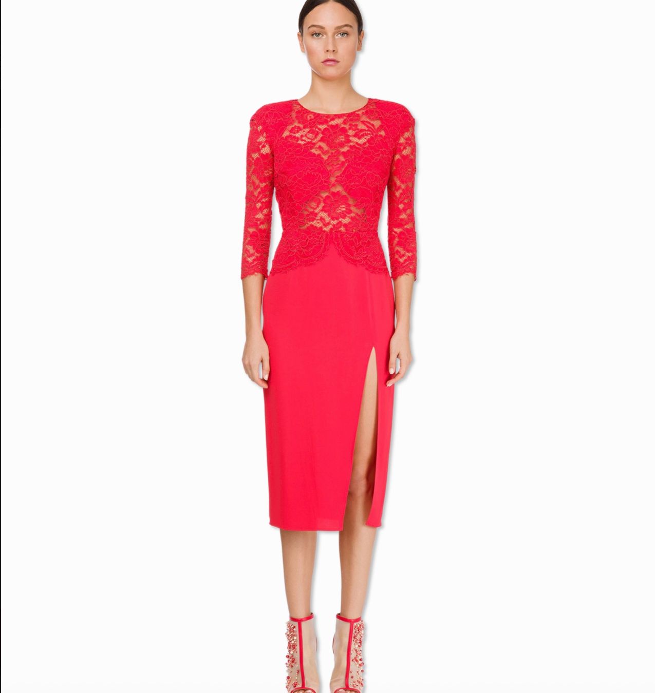 Franchi Kleider: ELISABETTA FRANCHI KNIELANGES KLEID MIT SPITZE – Neu (gemäss Beschreibung) aus Altendorf von Ro