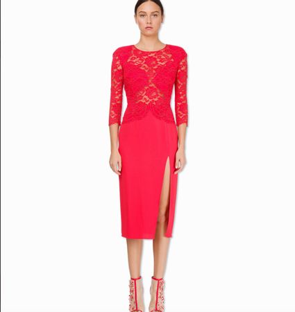 ELISABETTA FRANCHI KNIELANGES KLEID MIT SPITZE