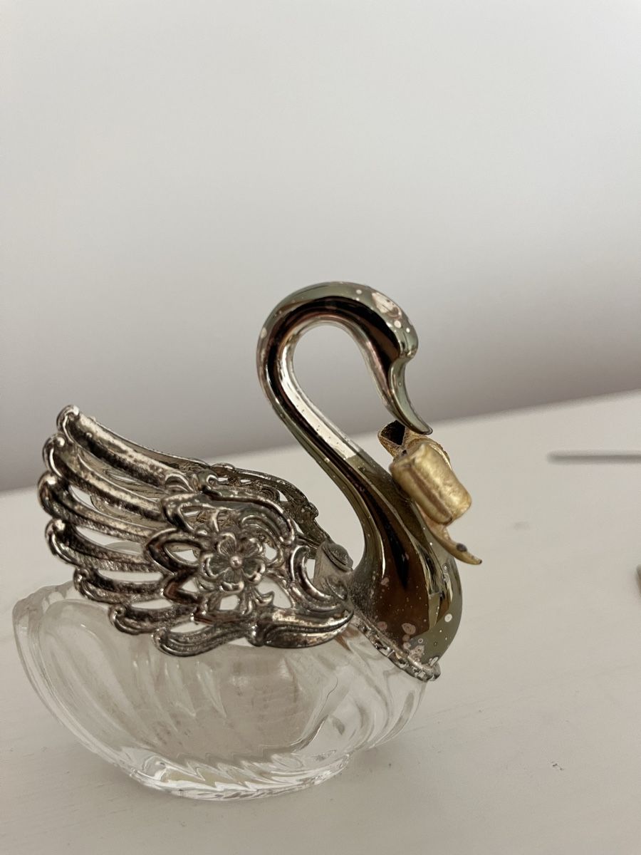 Statuette: Kristall Schwan versilbert – Usato da Erlinsbach SO venduto da jaj_9vbb 2
