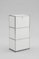 USM Haller Regal 1x3 Reinweiss, Klapptüre, Ausziehtablar