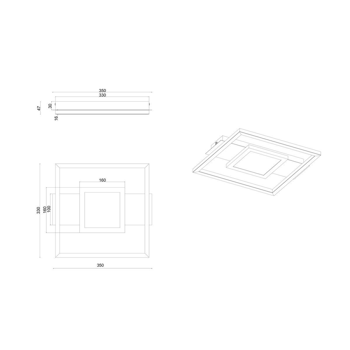 Kronleuchter & Deckenlampen: LED Deckenleuchte Schwarz, 35 cm x 33 cm – Neu (gemäss Beschreibung) aus Kreuzlingen von Smart-Light 4