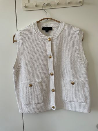ZARA Strickweste Gilet Weiss mit Goldknöpfen – Gr. M
